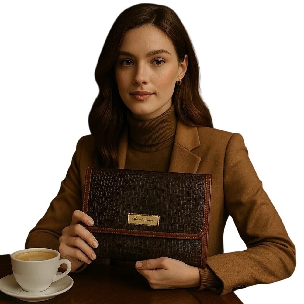 Samantha Brown Travel Organizer‎ Wallet Navy Blue Croc Embossed Faux Leather Y2K